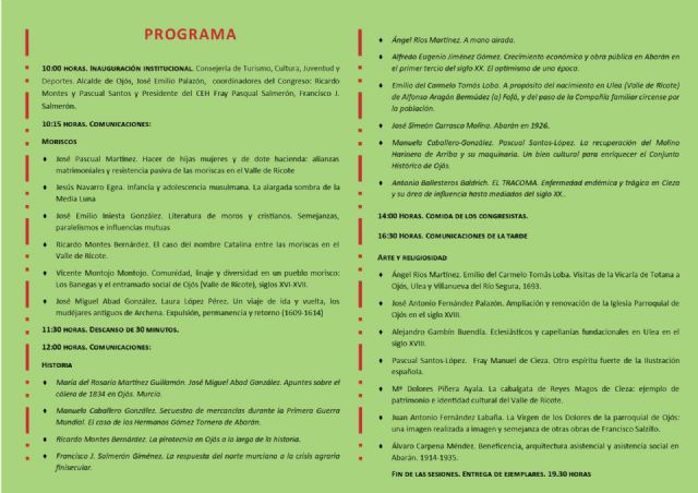 El Valle de Ricote revive su historia y patrimonio con la quinta edición del Congreso de Ojós